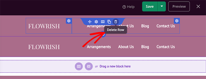 delete-row - SeedProd Delete header row
