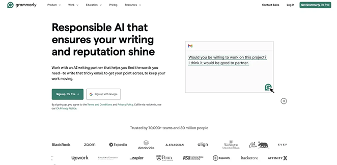 Grammarly - SeedProd Grammarly homepage design